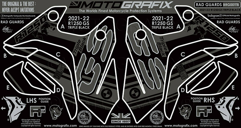 MOTOGRAFIX（モトグラフィックス） Number Board Decal Protector BMW R1250GS(21/22) Triple Black EditionBlack with Grey & Metallic Silver BRG001TB
