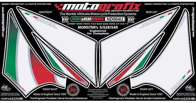 MOTOGRAFIX DUCATI MONSTERS/S2/S4/S4R(93-08)BODY PAD FRONT/REAR ND004U