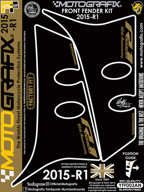 MOTOGRAFIX（モトグラフィックス） FRONT FENDER KIT YAMAHA YZF-R1(15-17)Black with Metallic Gold YFF003AN