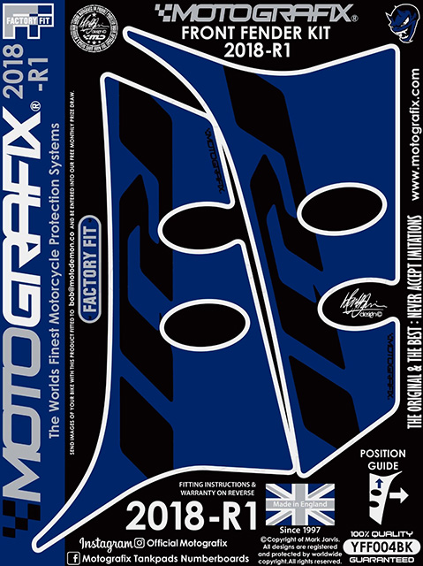 MOTOGRAFIX（モトグラフィックス） FRONT FENDER KIT YAMAHA YZF-R1(18/19)Blue with Black YFF004BK
