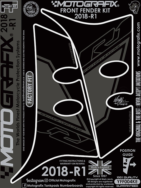 MOTOGRAFIX（モトグラフィックス） FRONT FENDER KIT YAMAHA YZF-R1(18/19)Black with Grey YFF004KE
