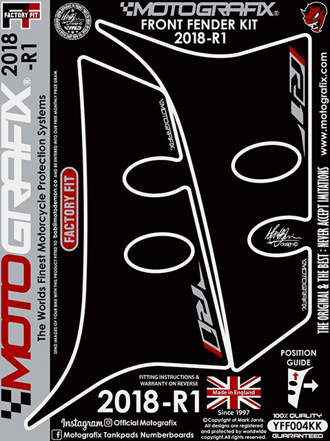 MOTOGRAFIX（モトグラフィックス） FRONT FENDER KIT YAMAHA YZF-R1(18/19)Black with Red YFF004KK