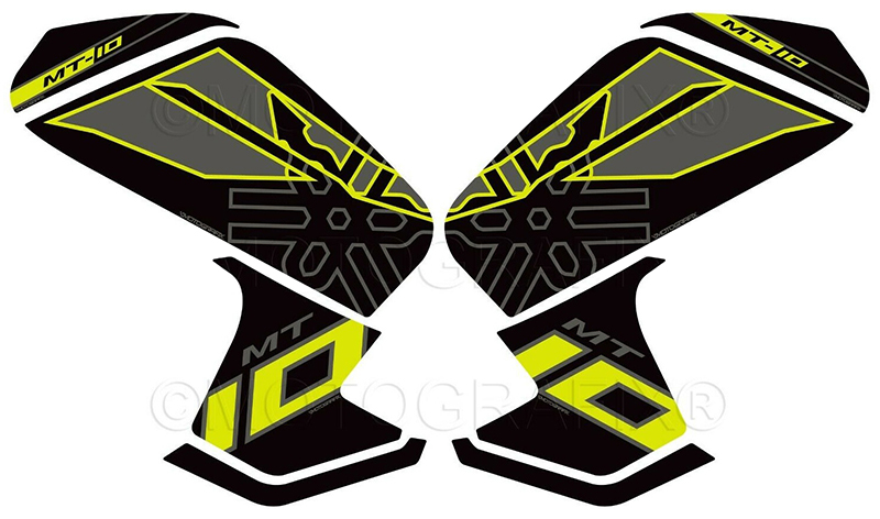 MOTOGRAFIX KNEE BODY PAD YAMAHA MT-10(16-20)Black with Grey & Fluorescent Yellow KY020F