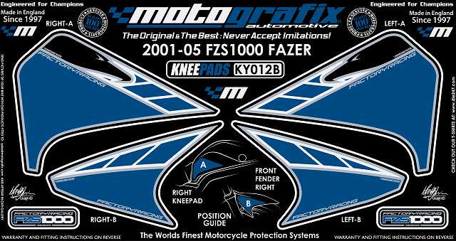 MOTOGRAFIX YAMAHA FZS 1000 FAZER(01-05)BODY PAD KNEE KY012B