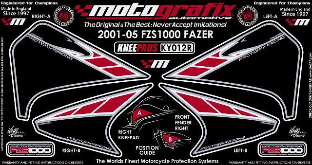 MOTOGRAFIX YAMAHA FZS 1000 FAZER(01-05)BODY PAD KNEE KY012R