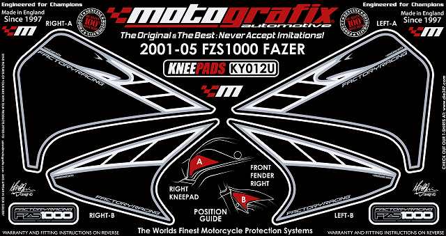 MOTOGRAFIX YAMAHA FZS 1000 FAZER(01-05)BODY PAD KNEE KY012U