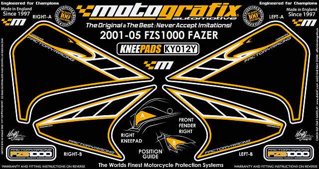 MOTOGRAFIX YAMAHA FZS 1000 FAZER(01-05)BODY PAD KNEE KY012Y