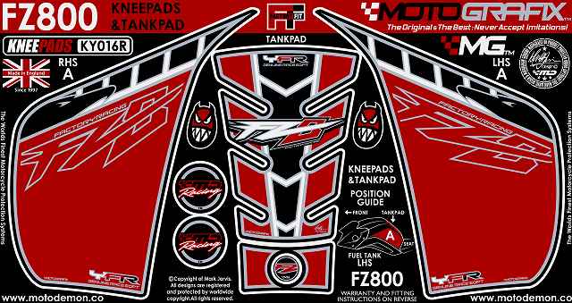 MOTOGRAFIX YAMAHA FZ8(10-)BODY PAD KNEE KY016R