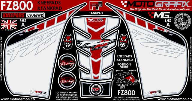 MOTOGRAFIX YAMAHA FZ8(10-)BODY PAD KNEE KY016WR