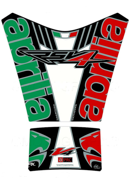 MOTOGRAFIX（モトグラフィックス） TANK PAD APRILIA RSV4(15-19) Black with White,Green,Red&Metallic Silver  TA025KTW