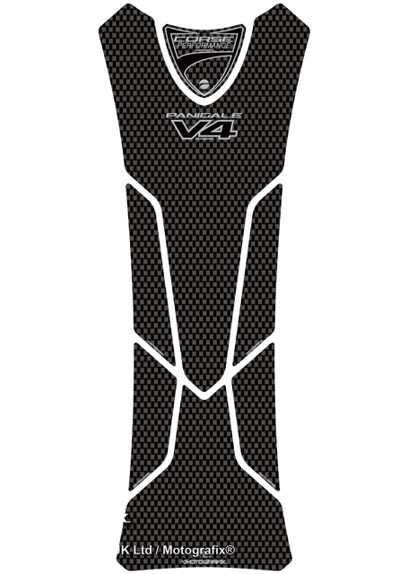 MOTOGRAFIX（モトグラフィックス) TANK PAD DUCATI PANIGALE V4 Series(18-) Carbon Fibre with Black & Metallic Silver TD027CK