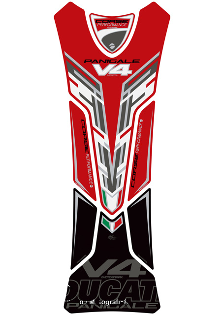 MOTOGRAFIX（モトグラフィックス) TANK PAD DUCATI PANIGALE V4 Series(18-) Red with Grey, Black, Green, White & Metallic Silver TD027GP