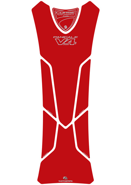 MOTOGRAFIX（モトグラフィックス) TANK PAD DUCATI PANIGALE V4 Series(18-) Red with Metallic Silver TD027PR