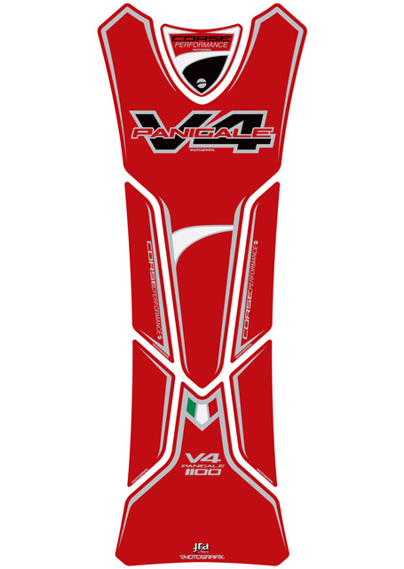MOTOGRAFIX（モトグラフィックス) TANK PAD DUCATI PANIGALE V4 Series(18-) Red with Black, Green, White & Metallic Silver TD027RK