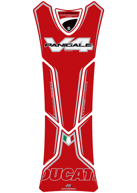 MOTOGRAFIX（モトグラフィックス) TANK PAD DUCATI PANIGALE V4 Series(18-) Red with Green, White, Black & Metallic Silver TD027RW