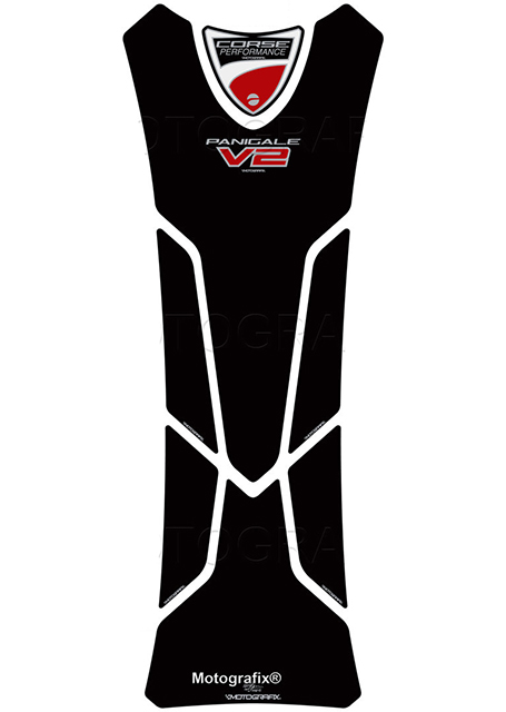 MOTOGRAFIX（モトグラフィックス) TANK PAD DUCATI PANIGALE 955 V2(21-) Black with White, Red & Metallic Silver TD029K