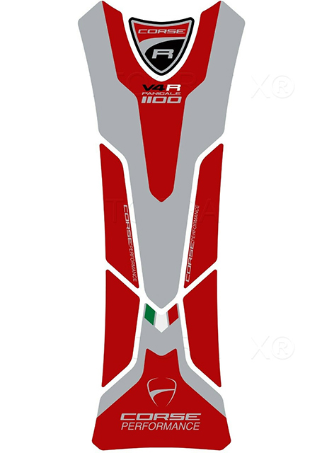 MOTOGRAFIX（モトグラフィックス) TANK PAD DUCATI PANIGALE V4R 1100(19-21) Red with Green, White, Black & Metallic Silver TD030R