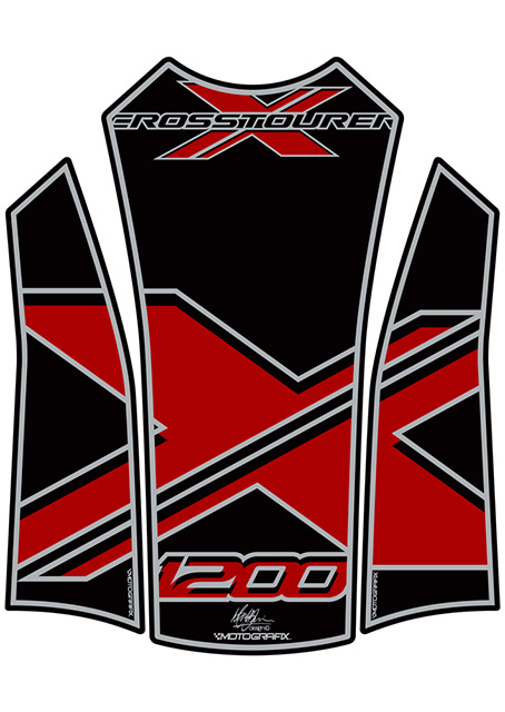 MOTOGRAFIX（モトグラフィックス） TANK PAD HONDA VFR1200X Cross Tourer(12-15) BLACK/RED TH021KR