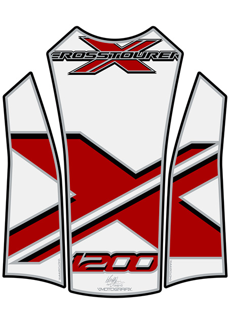 MOTOGRAFIX（モトグラフィックス） TANK PAD HONDA VFR1200X Cross Tourer(12-15) WHITE/RED TH021WR