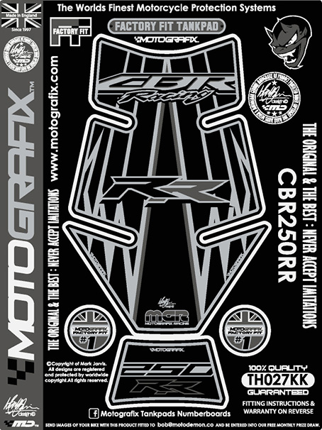 MOTOGRAFIX（モトグラフィックス） TANK PAD HONDA CBR250RR(17-) BLACK/BLACK TH027KK