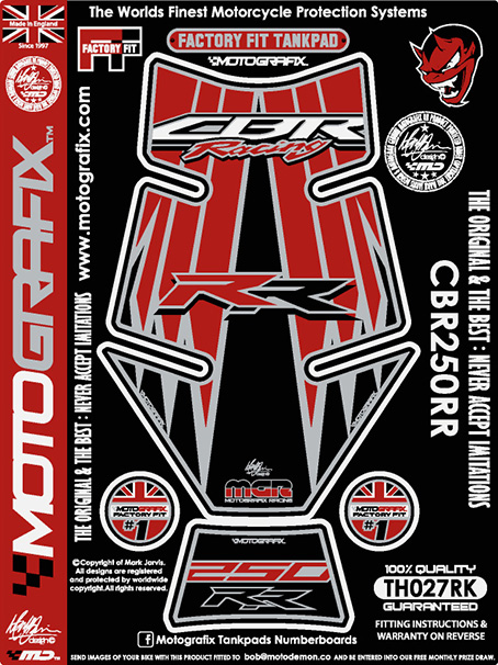 MOTOGRAFIX（モトグラフィックス） TANK PAD HONDA CBR250RR(17-) RED/BLACK TH027RK
