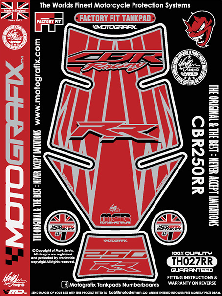 MOTOGRAFIX（モトグラフィックス） TANK PAD HONDA CBR250RR(17-) RED/RED TH027RR