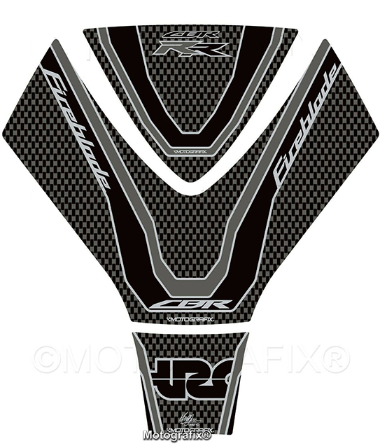MOTOGRAFIX（モトグラフィックス） TANK PAD HONDA CBR1000RR Fireblade/SP(17-19) Carbon with Black, Grey & Metallic Silver TH028C