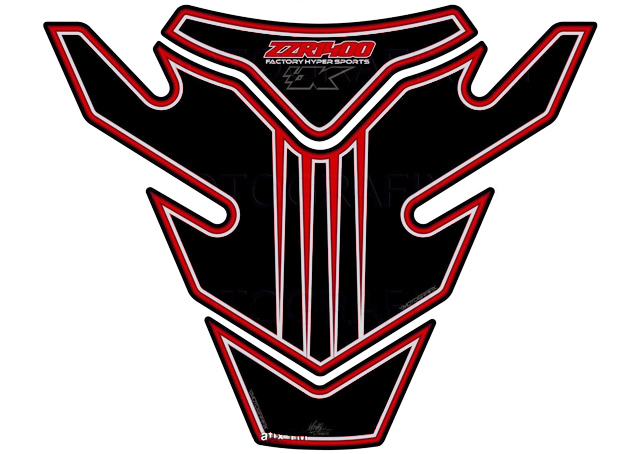 MOTOGRAFIX（モトグラフィックス） TANK PAD KAWASAKI ZZR1400(06-16) Black with Red & Metallic Silver TK020KR