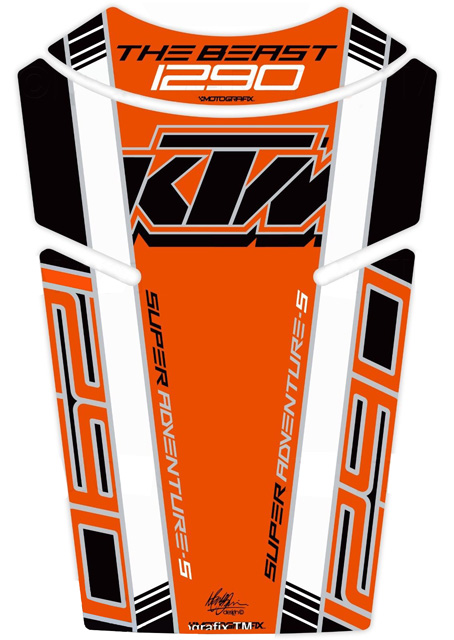 MOTOGRAFIX（モトグラフィックス） TANK PAD KTM 1290 Super Adventure S(17-) BLACK/WHITE/ORANGE TKTM03KWO