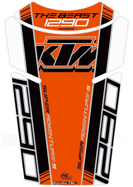 MOTOGRAFIX（モトグラフィックス） TANK PAD KTM 1290 Super Adventure S(17-) WHITE/BLACK/ORANGE TKTM03WKO