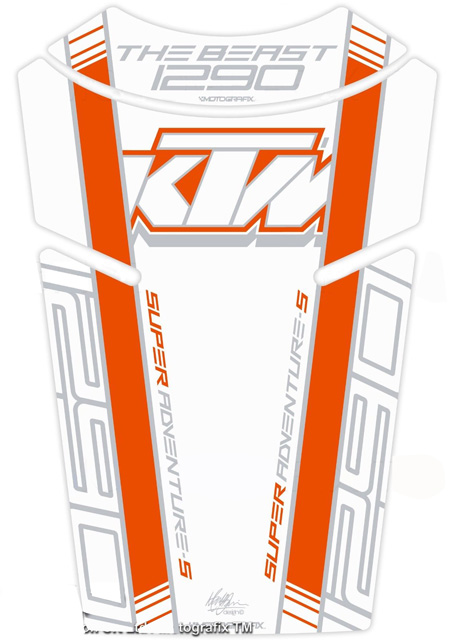 MOTOGRAFIX（モトグラフィックス） TANK PAD KTM 1290 Super Adventure S(17-) WHITE/ORANGE TKTM03WO