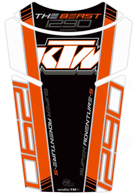 MOTOGRAFIX（モトグラフィックス） TANK PAD KTM 1290 Super Adventure S(17-) WHITE/ORANGE/BLACK TKTM03WOK