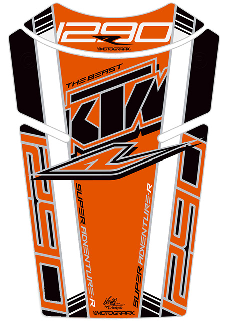 MOTOGRAFIX（モトグラフィックス） TANK PAD KTM 1290 Super Adventure R(17-19) BLACK/WHITE/ORANGE TKTM08KWO
