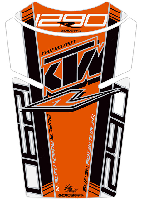 MOTOGRAFIX（モトグラフィックス） TANK PAD KTM 1290 Super Adventure R(17-19) WHITE/BLACK/ORANGE TKTM08WKO