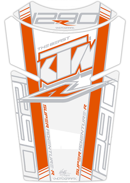 MOTOGRAFIX（モトグラフィックス） TANK PAD KTM 1290 Super Adventure R(17-19) WHITE/ORANGE TKTM08WO