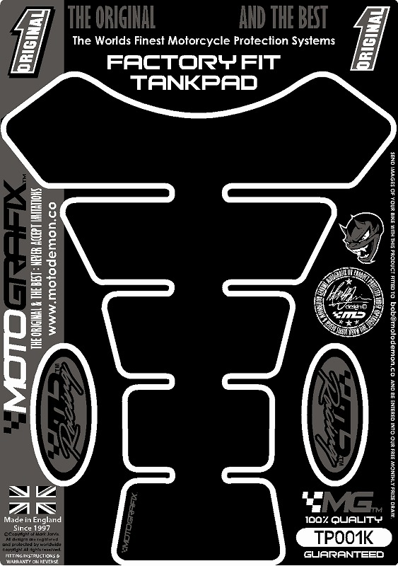 MOTOGRAFIX（モトグラフィックス） TANK PAD PLAIN COLOR BLACK TP001K