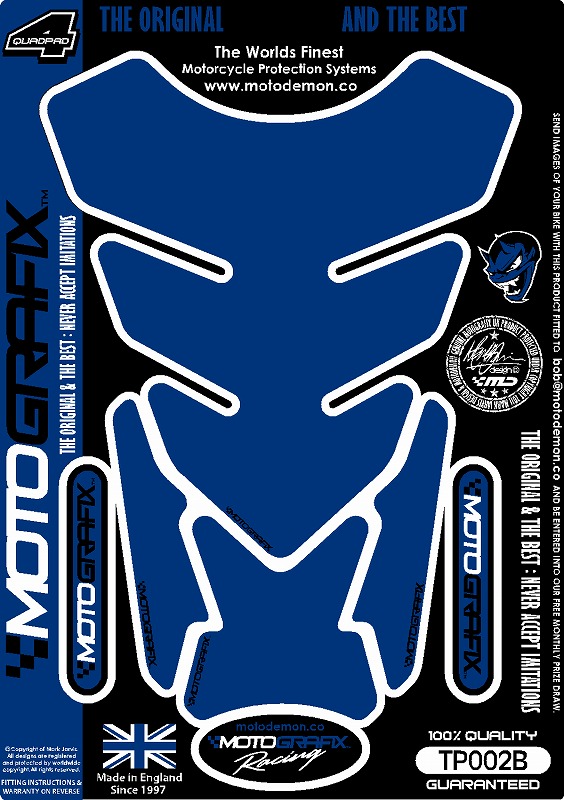 MOTOGRAFIX（モトグラフィックス） TANK PAD PLAIN COLOR BLUE TP002B