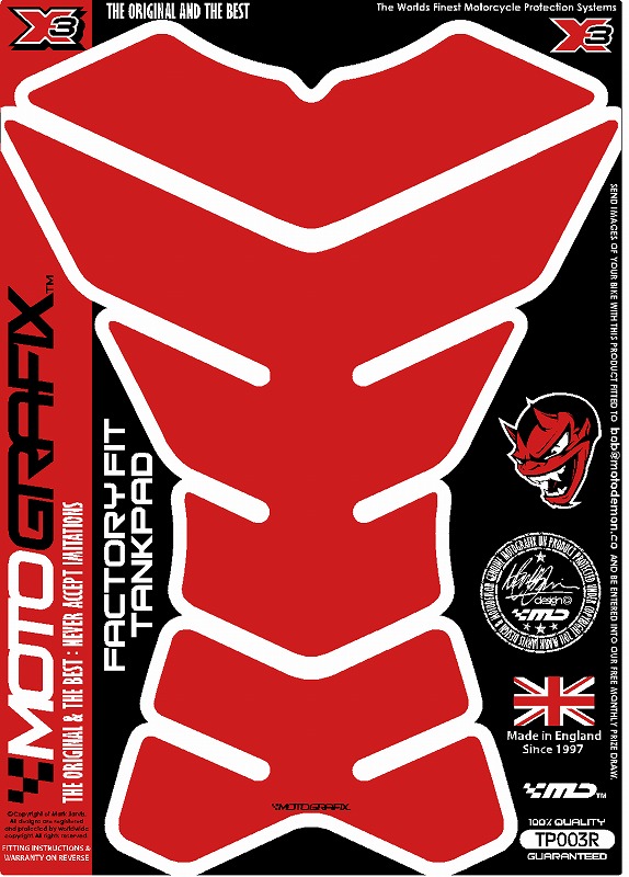 MOTOGRAFIX（モトグラフィックス） TANK PAD PLAIN COLOR RED TP003R