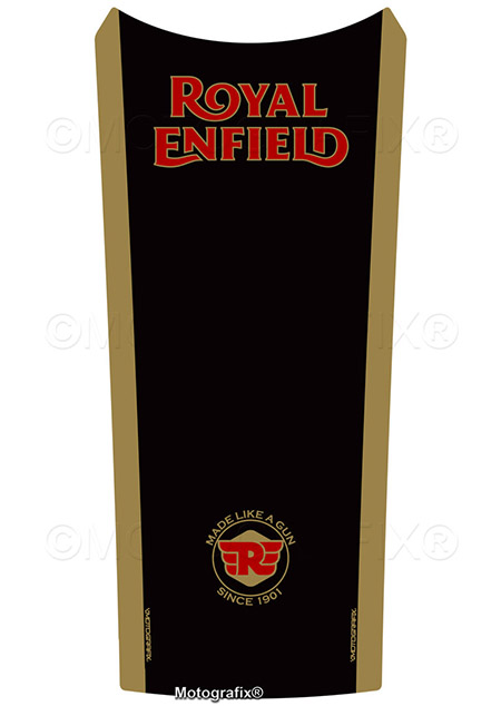 MOTOGRAFIX（モトグラフィックス） TANK PAD Royal Enfield Interceptor650(18-21) Black with Red & Metallic Gold TR001KA