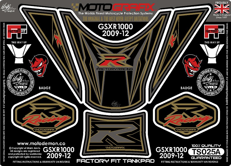 MOTOGRAFIX（モトグラフィックス） TANK PAD SUZUKI GSX-R1000(12-) GOLD TS025A