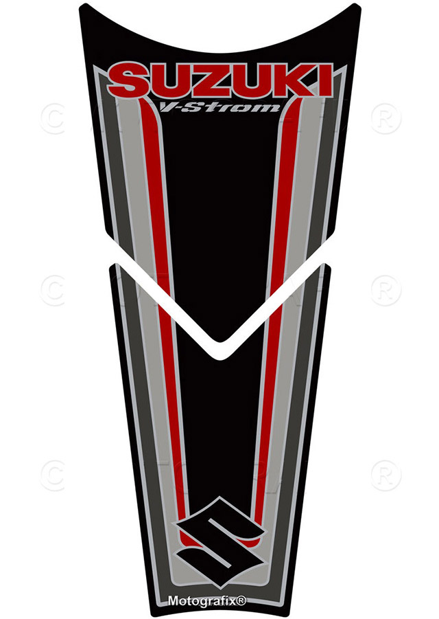MOTOGRAFIX（モトグラフィックス） TANK PAD SUZUKI V-Strom DL650 XT(17-21) Black with Grey, Red & Metallic Silver TS033KR