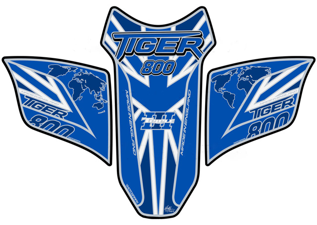 MOTOGRAFIX（モトグラフィックス） TANK PAD TRIUMPH Tiger800(10-17) Blue with Black,White&Metallic Silver TT029BBUJ