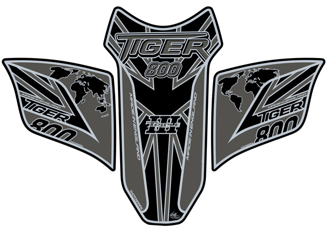 MOTOGRAFIX（モトグラフィックス） TANK PAD TRIUMPH Tiger800(10-17) Black with Grey&Metallic Silver TT029KKUJ