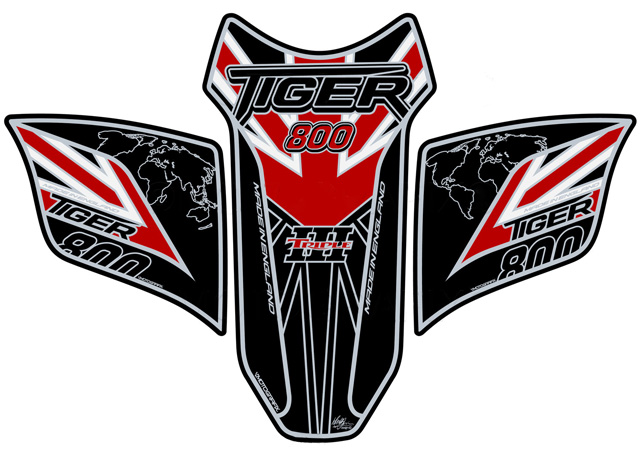 MOTOGRAFIX（モトグラフィックス） TANK PAD TRIUMPH Tiger800(10-17) Black with White,Red&Metallic Silver TT029KRUJ