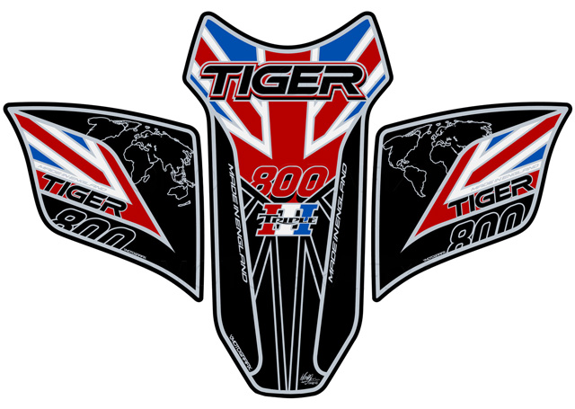 MOTOGRAFIX（モトグラフィックス） TANK PAD TRIUMPH Tiger800(18-) Black with Red, White, Blue & Metallic Silver TT031KKUJ