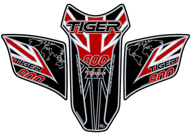 MOTOGRAFIX（モトグラフィックス） TANK PAD TRIUMPH Tiger800(18-) Black with White,Red&Metallic Silver TT031KRUJ