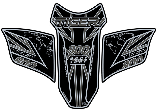 MOTOGRAFIX（モトグラフィックス） TANK PAD TRIUMPH Tiger800(18-) Black with Grey&Metallic Silver TT031KUJ