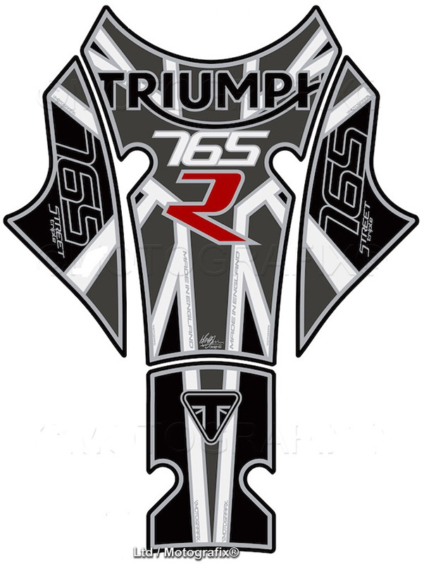 MOTOGRAFIX（モトグラフィックス） TANK PAD TRIUMPH Street TRIPLE 765R(17-19) Grey with White,Black,Red&Metallic Silver TT035EW