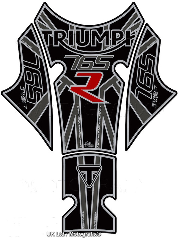 MOTOGRAFIX（モトグラフィックス） TANK PAD TRIUMPH Street TRIPLE 765R(17-19) Black with Grey, Red&Metallic Silver TT035KE