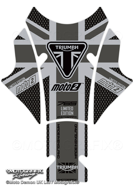 MOTOGRAFIX（モトグラフィックス） TANK PAD TRIUMPH Daytona 765 Moto2(20/21) Grey with Black & Metallic Silver TT039M2